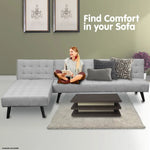 Sarantino 3-seater Corner Sofa Bed With Lounge Chaise Couch Furniture Light Grey - Furniture > Sofas