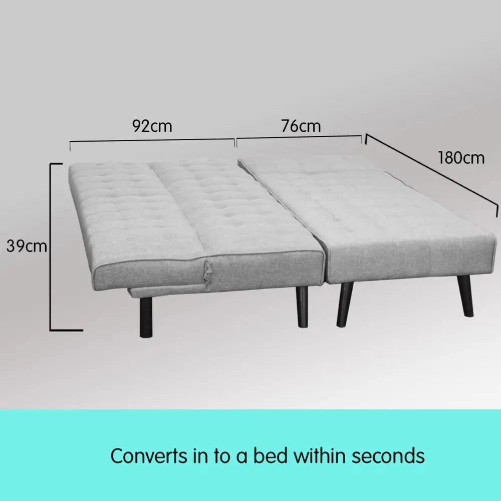 Sarantino 3-seater Corner Sofa Bed With Lounge Chaise Couch Furniture Light Grey - Furniture > Sofas
