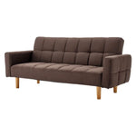 Sarantino 3-Seater Fabric Sofa Bed Futon - Brown - Furniture > Sofas