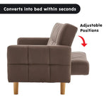 Sarantino 3-Seater Fabric Sofa Bed Futon - Brown - Furniture > Sofas