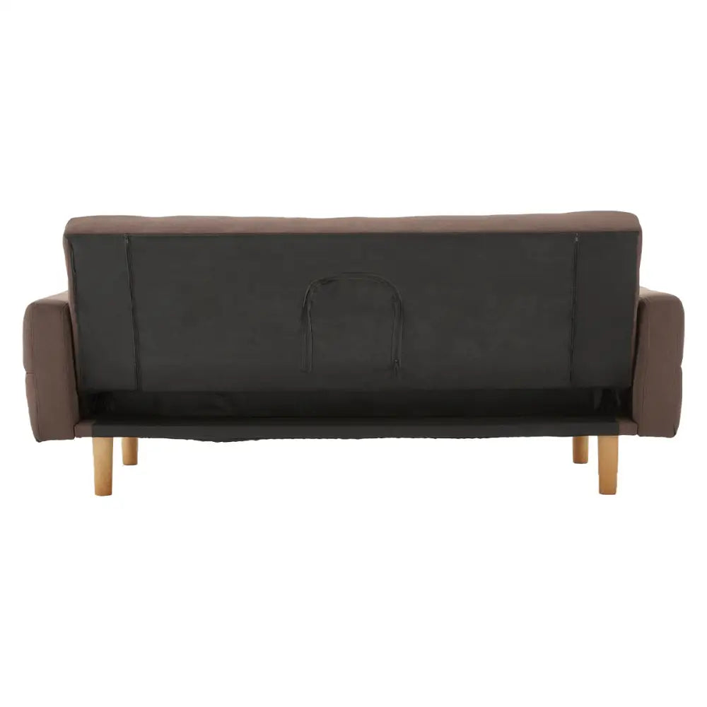 Sarantino 3-Seater Fabric Sofa Bed Futon - Brown - Furniture > Sofas