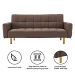 Sarantino 3-Seater Fabric Sofa Bed Futon - Brown - Furniture > Sofas