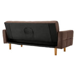 Sarantino 3-Seater Fabric Sofa Bed Futon - Brown - Furniture > Sofas