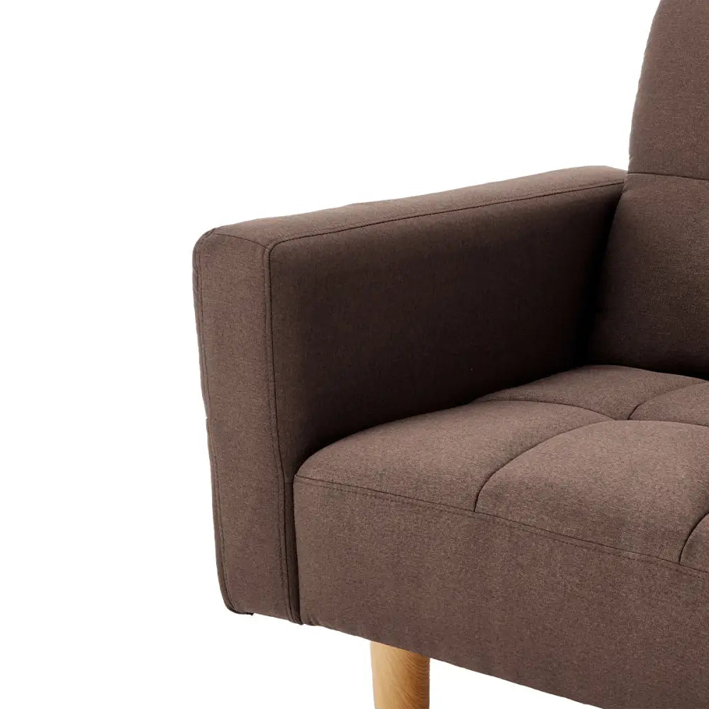 Sarantino 3-Seater Fabric Sofa Bed Futon - Brown - Furniture > Sofas