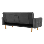 Sarantino 3-Seater Fabric Sofa Bed Futon - Dark Grey - Furniture > Sofas
