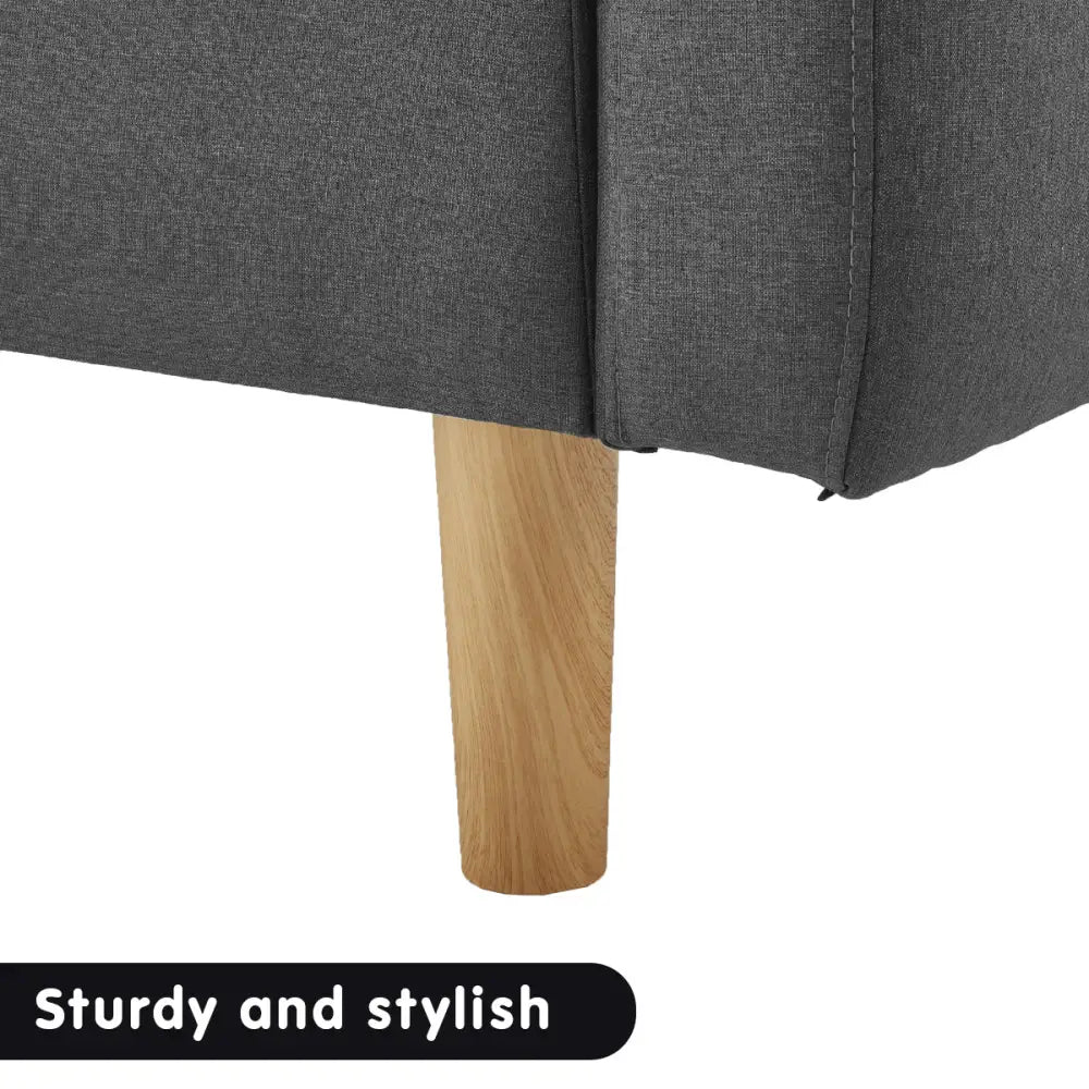 Sarantino 3-Seater Fabric Sofa Bed Futon - Dark Grey - Furniture > Sofas