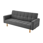 Sarantino 3-Seater Fabric Sofa Bed Futon - Dark Grey - Furniture > Sofas