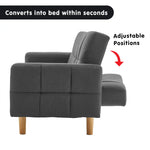 Sarantino 3-Seater Fabric Sofa Bed Futon - Dark Grey - Furniture > Sofas