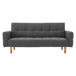 Sarantino 3-Seater Fabric Sofa Bed Futon - Dark Grey - Furniture > Sofas