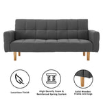 Sarantino 3-Seater Fabric Sofa Bed Futon - Dark Grey - Furniture > Sofas