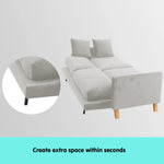 Sarantino 3 Seater Faux Velvet Sofa Bed Couch Furniture Light Grey - Furniture > Sofas