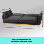 Sarantino 3 Seater Faux Velvet Wooden Sofa Bed Couch Furniture - Black - Furniture > Sofas