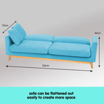 Sarantino 3 Seater Faux Velvet Wooden Sofa Bed Couch Furniture - Blue - Furniture > Sofas