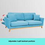 Sarantino 3 Seater Faux Velvet Wooden Sofa Bed Couch Furniture - Blue - Furniture > Sofas