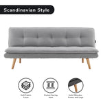 Sarantino 3 Seater Linen Couch Sofa Bed Lounge Futon - Light Grey - Furniture > Sofas