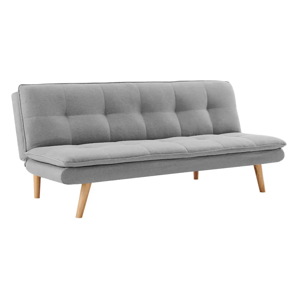 Sarantino 3 Seater Linen Couch Sofa Bed Lounge Futon - Light Grey - Furniture > Sofas