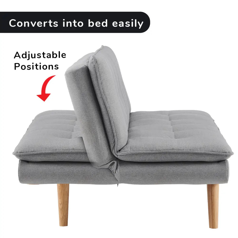Sarantino 3 Seater Linen Couch Sofa Bed Lounge Futon - Light Grey - Furniture > Sofas