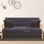 Sarantino 3 Seater Linen Fabric Wood Sofa Bed Lounge Couch Dark Grey - Furniture > Sofas