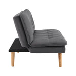 Sarantino 3 Seater Linen Sofa Bed Couch Lounge Futon - Dark Grey - Furniture > Sofas