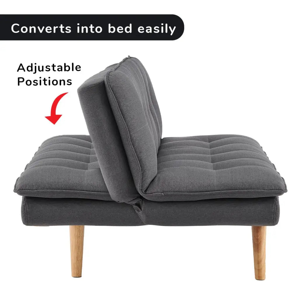 Sarantino 3 Seater Linen Sofa Bed Couch Lounge Futon - Dark Grey - Furniture > Sofas
