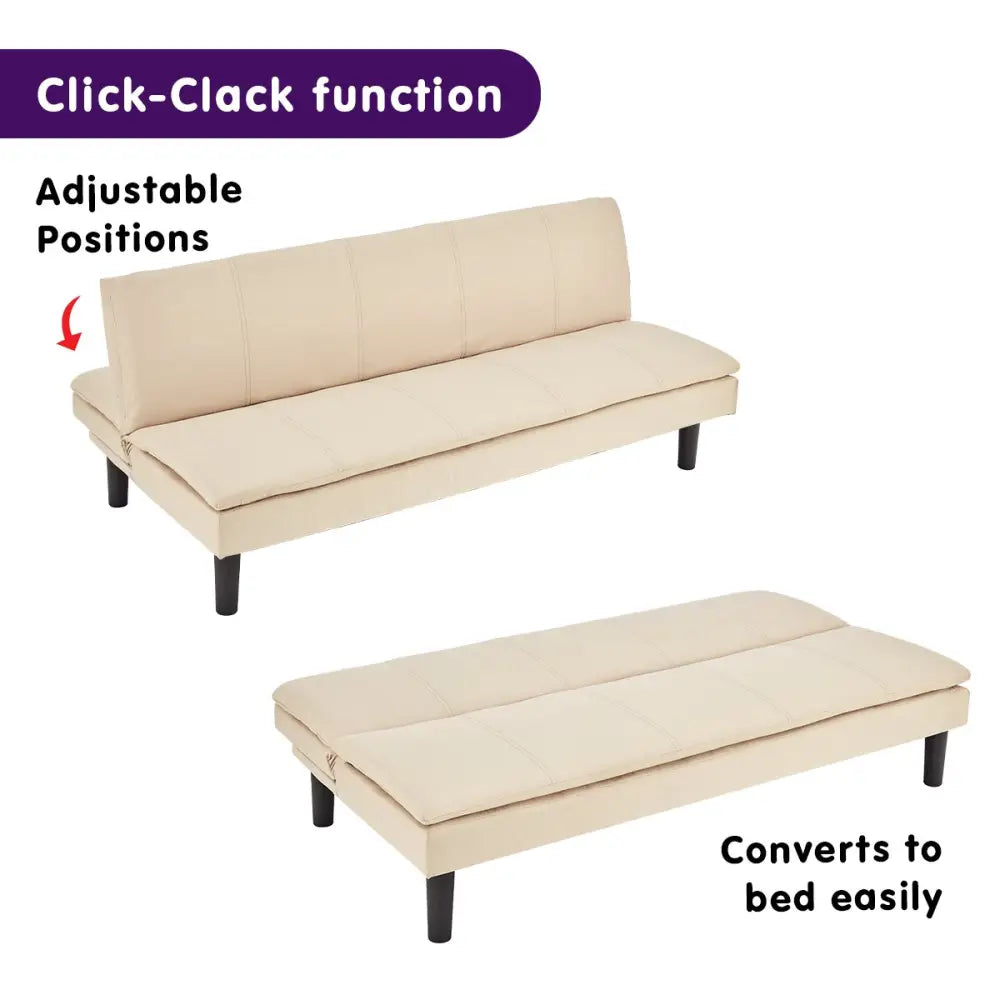 Sarantino 3 Seater Modular Faux Linen Fabric Sofa Bed Couch - Beige - Furniture > Sofas
