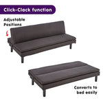 Sarantino 3 Seater Modular Faux Linen Fabric Sofa Bed Couch - Black - Furniture > Sofas