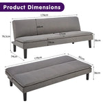 Sarantino 3 Seater Modular Faux Linen Fabric Sofa Bed Couch -Dark Grey - Furniture > Sofas