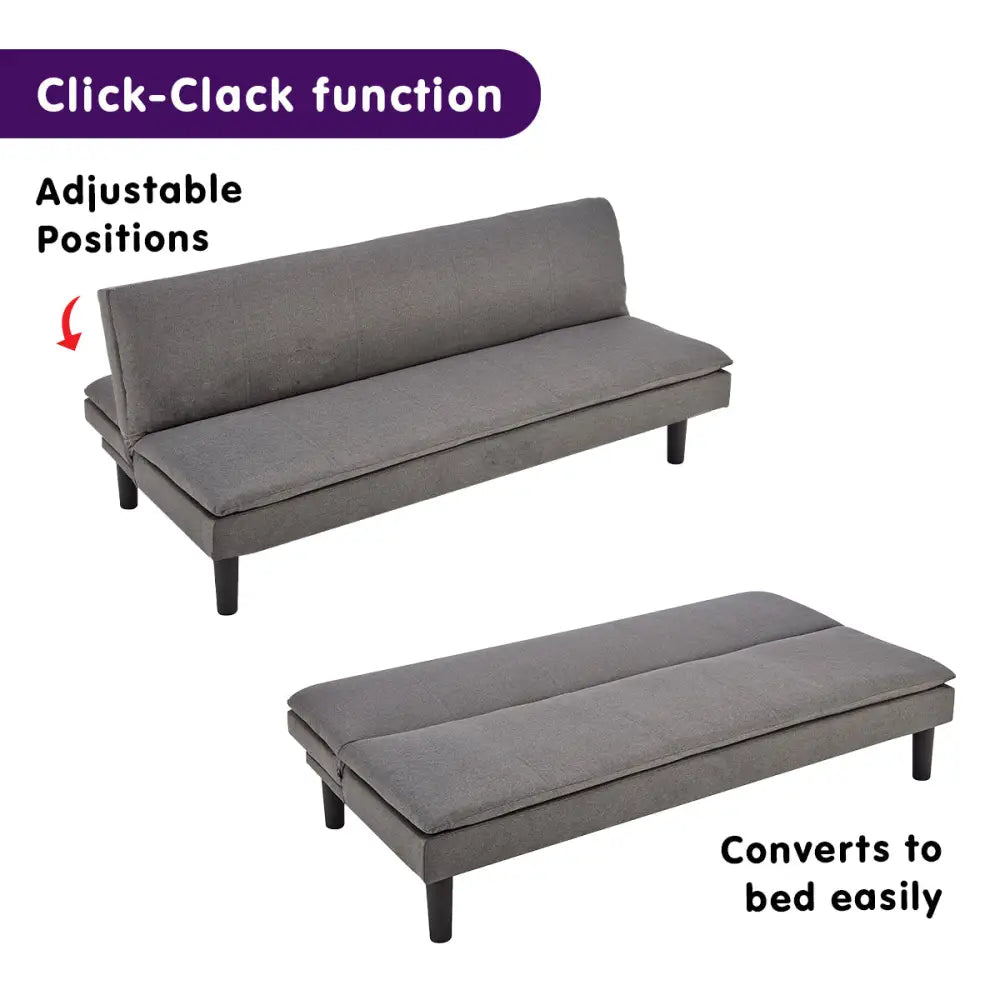 Sarantino 3 Seater Modular Faux Linen Fabric Sofa Bed Couch -Dark Grey - Furniture > Sofas
