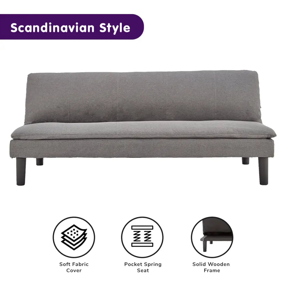 Sarantino 3 Seater Modular Faux Linen Fabric Sofa Bed Couch -Dark Grey - Furniture > Sofas
