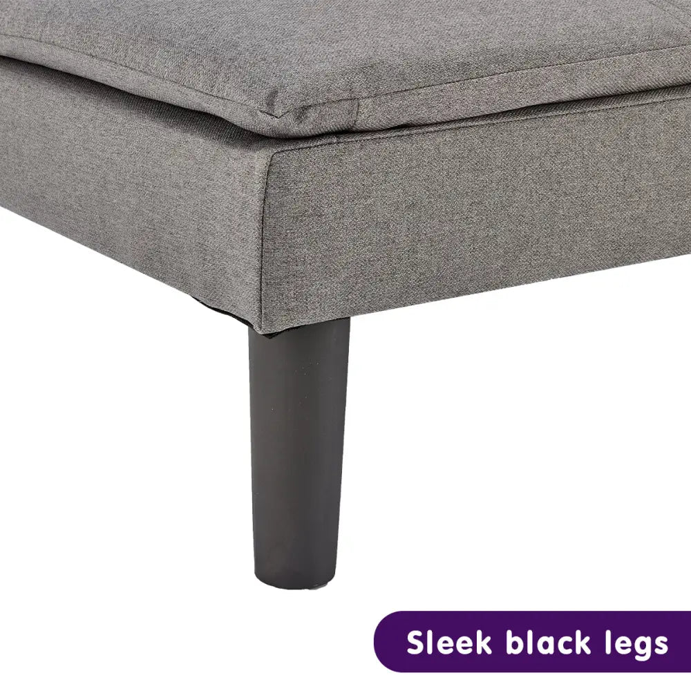 Sarantino 3 Seater Modular Faux Linen Fabric Sofa Bed Couch -Dark Grey - Furniture > Sofas