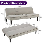 Sarantino 3 Seater Modular Faux Linen Fabric Sofa Bed Couch Light Grey - Furniture > Sofas