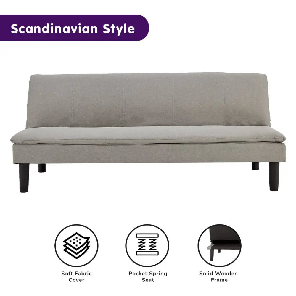 Sarantino 3 Seater Modular Faux Linen Fabric Sofa Bed Couch Light Grey - Furniture > Sofas