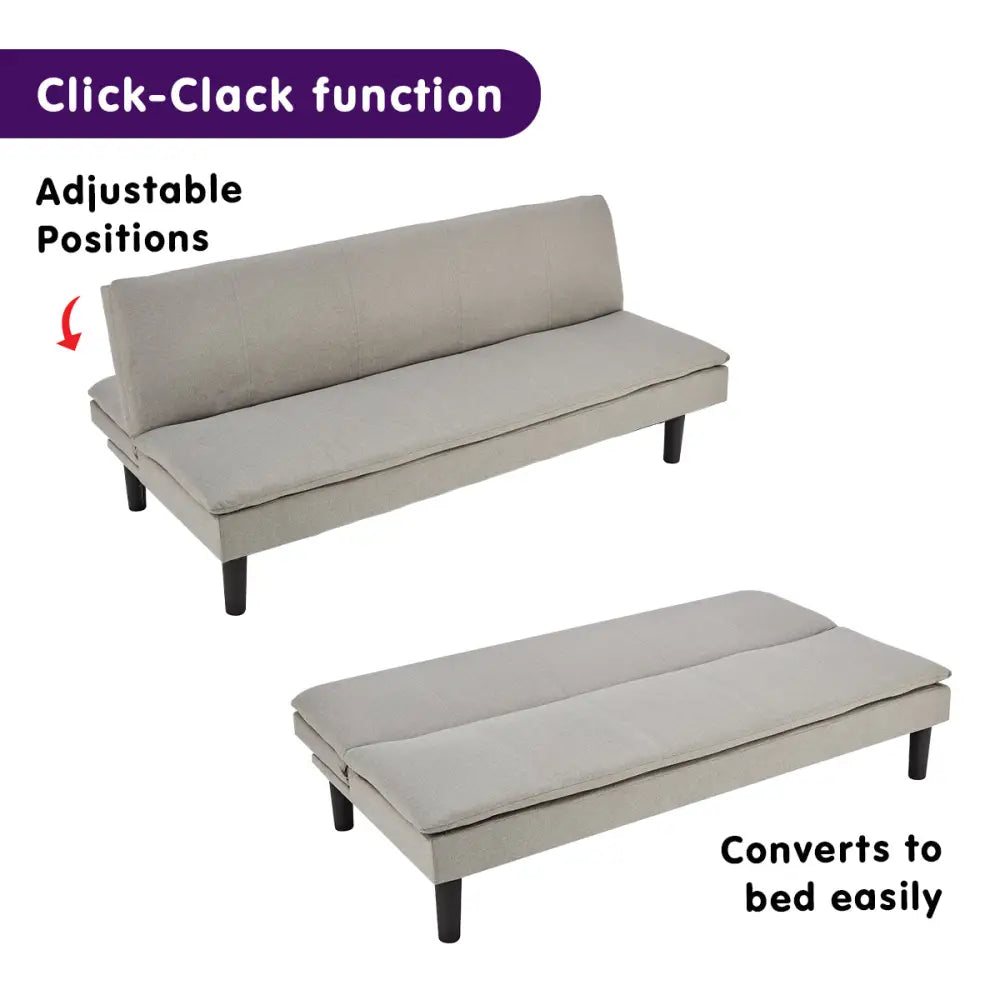 Sarantino 3 Seater Modular Faux Linen Fabric Sofa Bed Couch Light Grey - Furniture > Sofas