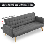 Sarantino 3 Seater Modular Linen Fabric Sofa Bed Couch Armrest Grey - Furniture > Sofas