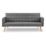 Sarantino 3 Seater Modular Linen Fabric Sofa Bed Couch Armrest Grey - Furniture > Sofas