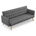 Sarantino 3 Seater Modular Linen Fabric Sofa Bed Couch Armrest Grey - Furniture > Sofas