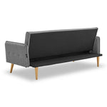 Sarantino 3 Seater Modular Linen Fabric Sofa Bed Couch Armrest Grey - Furniture > Sofas