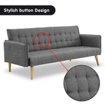 Sarantino 3 Seater Modular Linen Fabric Sofa Bed Couch Armrest Grey - Furniture > Sofas