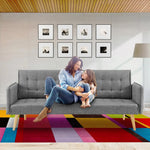 Sarantino 3 Seater Modular Linen Fabric Sofa Bed Couch Armrest Grey - Furniture > Sofas