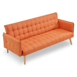 Sarantino 3 Seater Modular Linen Fabric Sofa Bed Couch Armrest Orange - Furniture > Sofas