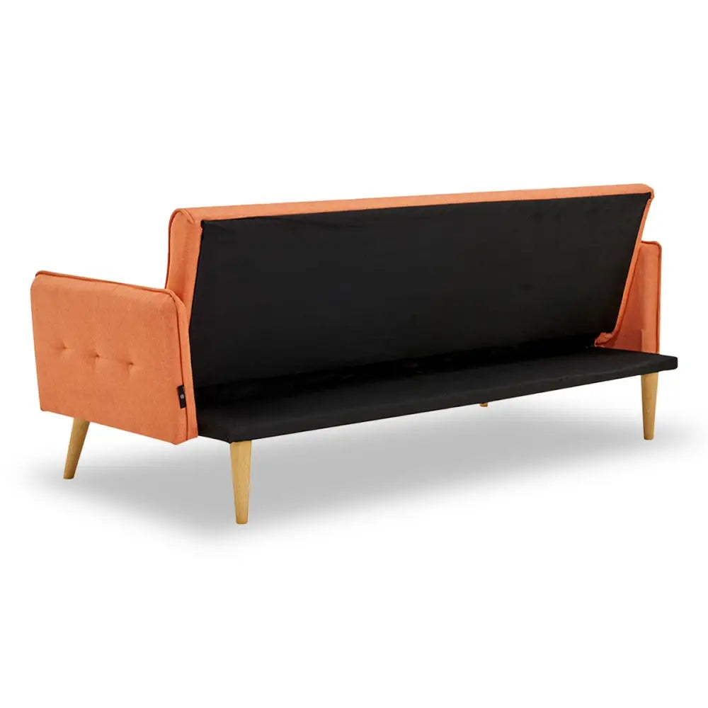 Sarantino 3 Seater Modular Linen Fabric Sofa Bed Couch Armrest Orange - Furniture > Sofas
