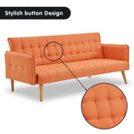 Sarantino 3 Seater Modular Linen Fabric Sofa Bed Couch Armrest Orange - Furniture > Sofas