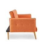 Sarantino 3 Seater Modular Linen Fabric Sofa Bed Couch Armrest Orange - Furniture > Sofas