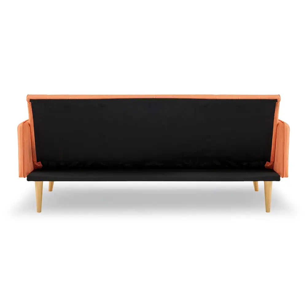 Sarantino 3 Seater Modular Linen Fabric Sofa Bed Couch Armrest Orange - Furniture > Sofas