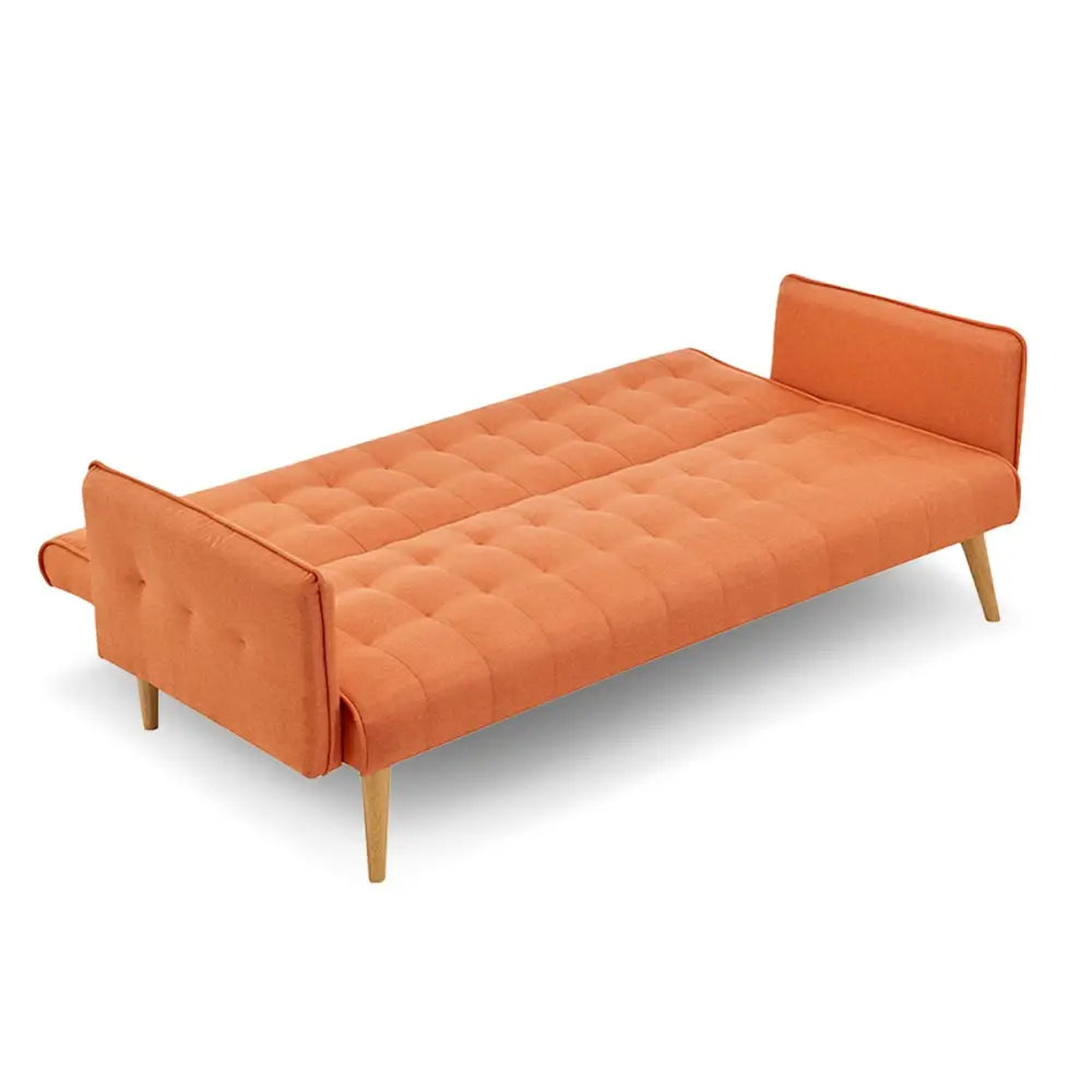 Sarantino 3 Seater Modular Linen Fabric Sofa Bed Couch Armrest Orange - Furniture > Sofas