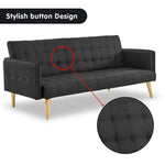 Sarantino 3 Seater Modular Linen Fabric Sofa Bed Couch - Black - Furniture > Sofas