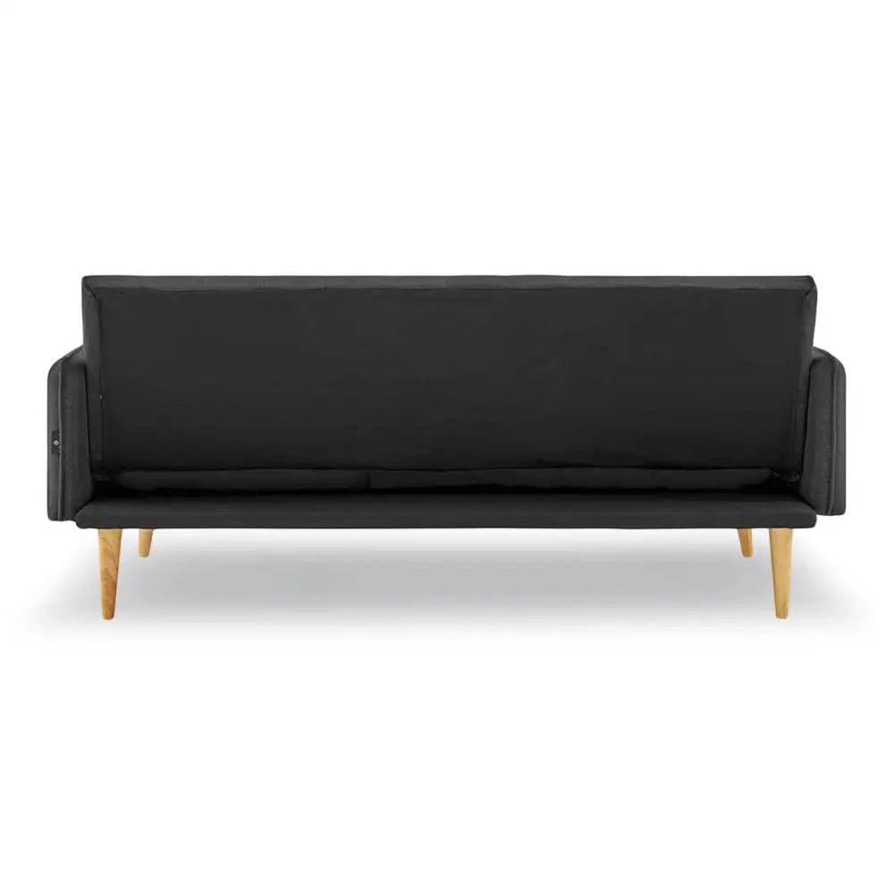 Sarantino 3 Seater Modular Linen Fabric Sofa Bed Couch - Black - Furniture > Sofas
