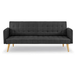 Sarantino 3 Seater Modular Linen Fabric Sofa Bed Couch - Black - Furniture > Sofas