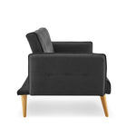 Sarantino 3 Seater Modular Linen Fabric Sofa Bed Couch - Black - Furniture > Sofas