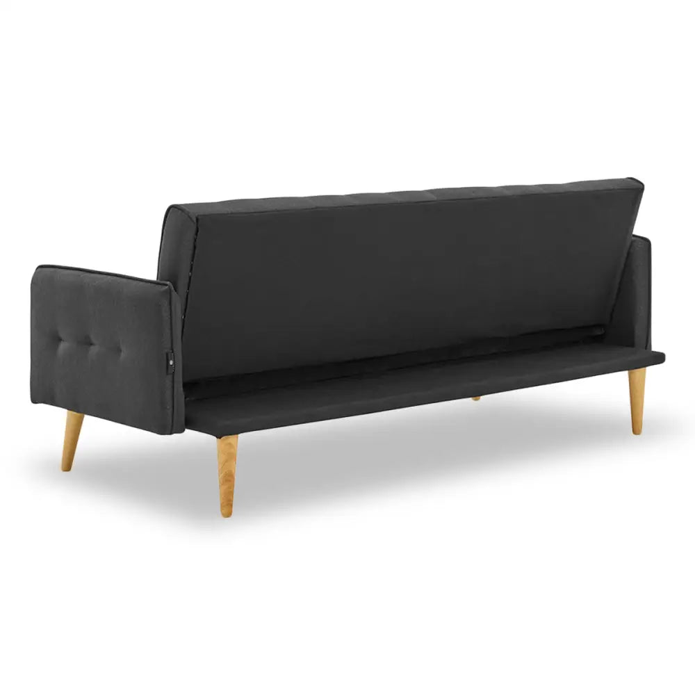 Sarantino 3 Seater Modular Linen Fabric Sofa Bed Couch - Black - Furniture > Sofas